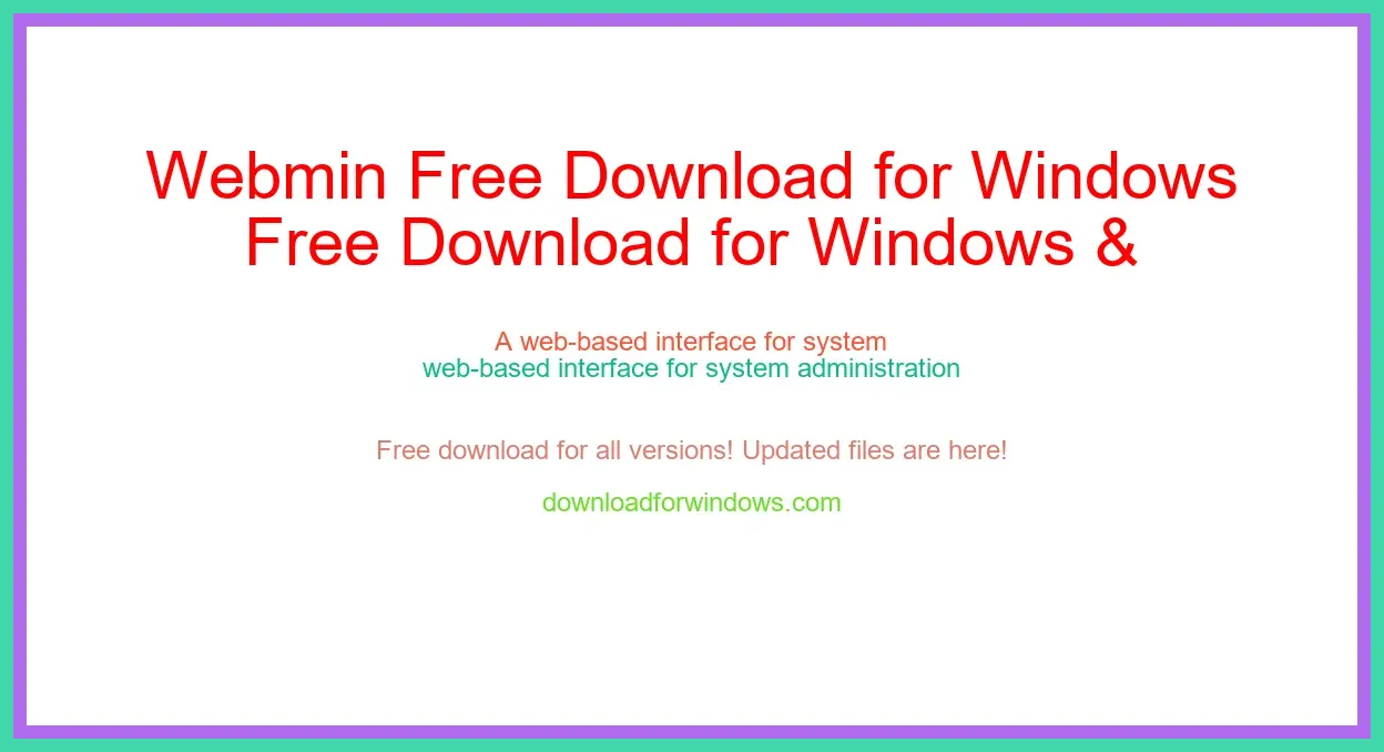Webmin Free Download for Windows & Mac