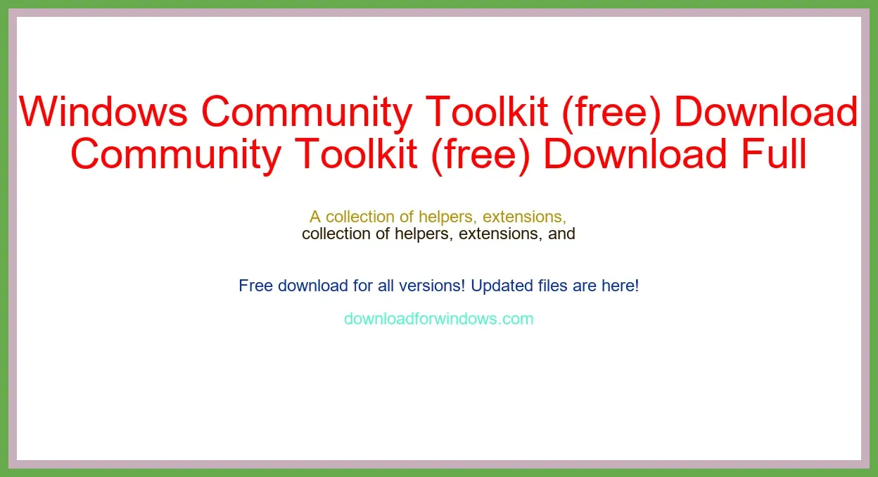 Windows Community Toolkit (free) Download Full | **UPDATE