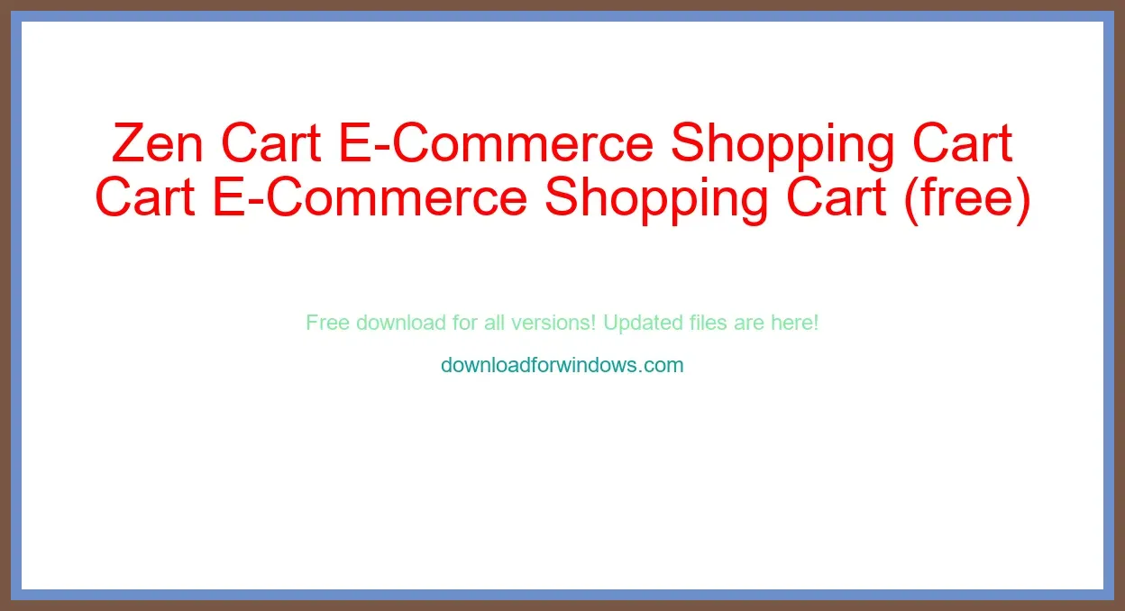 Zen Cart E-Commerce Shopping Cart  (free) Download Full | **UPDATE