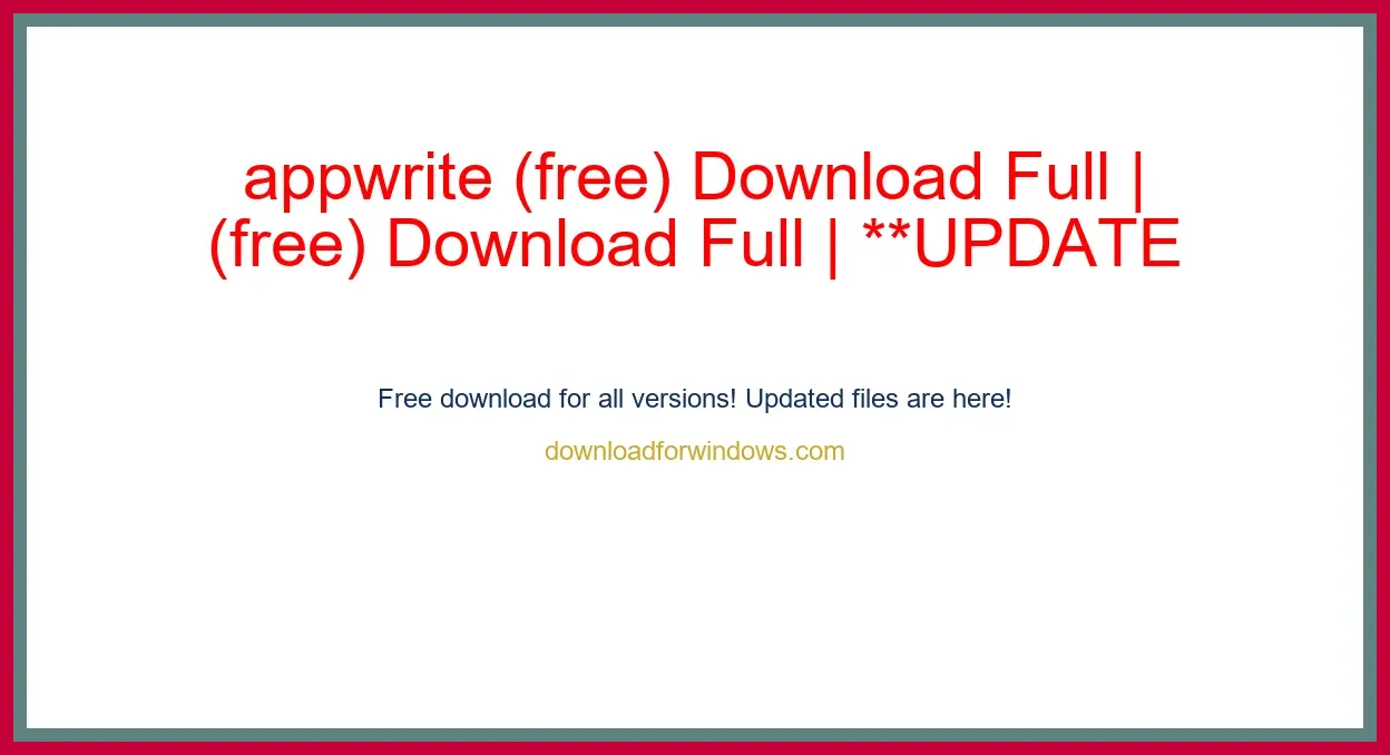 appwrite (free) Download Full | **UPDATE