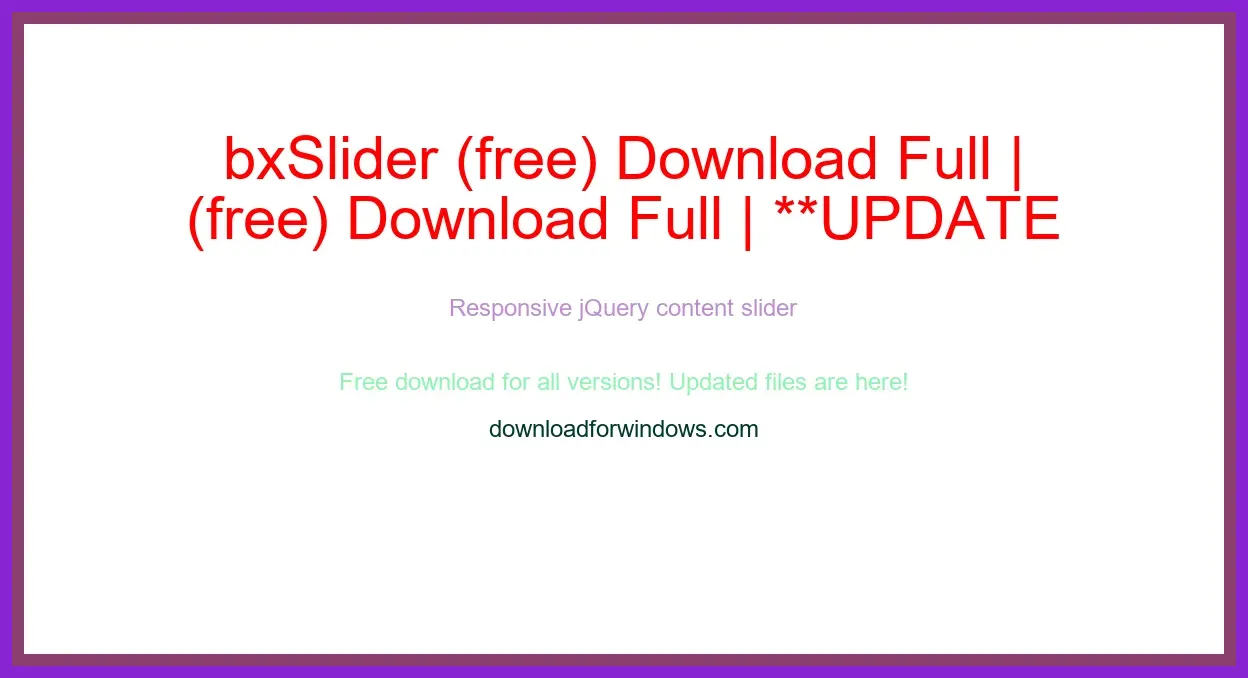 bxSlider (free) Download Full | **UPDATE
