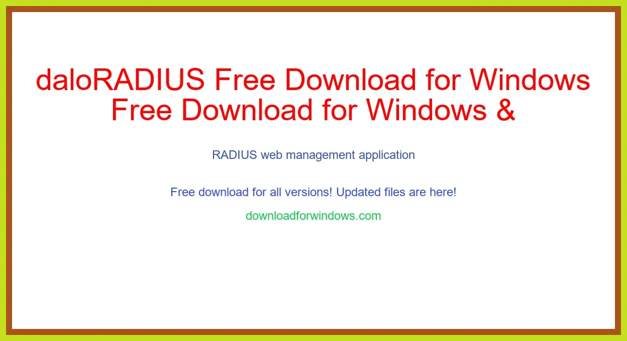 daloRADIUS Free Download for Windows & Mac