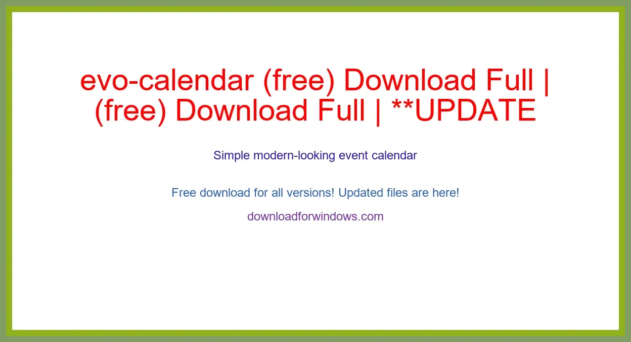 evo-calendar (free) Download Full | **UPDATE