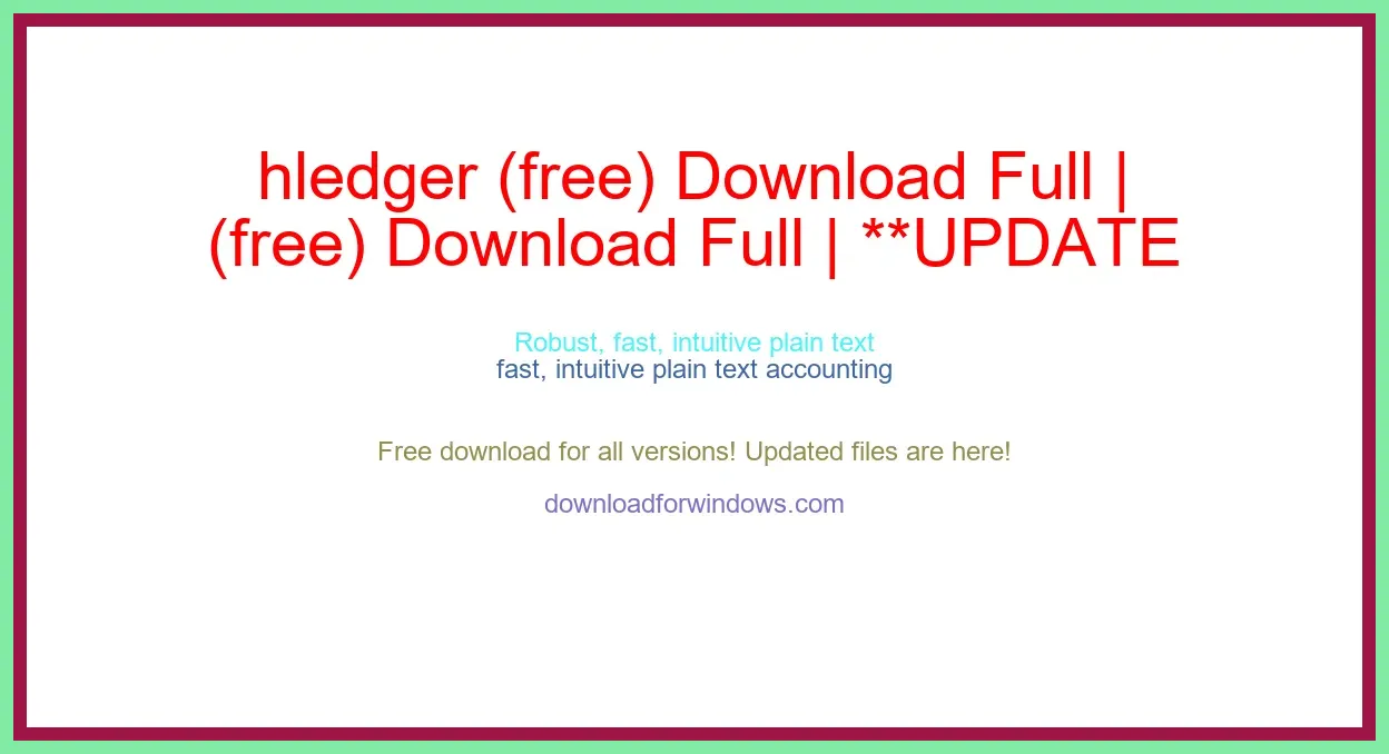 hledger (free) Download Full | **UPDATE