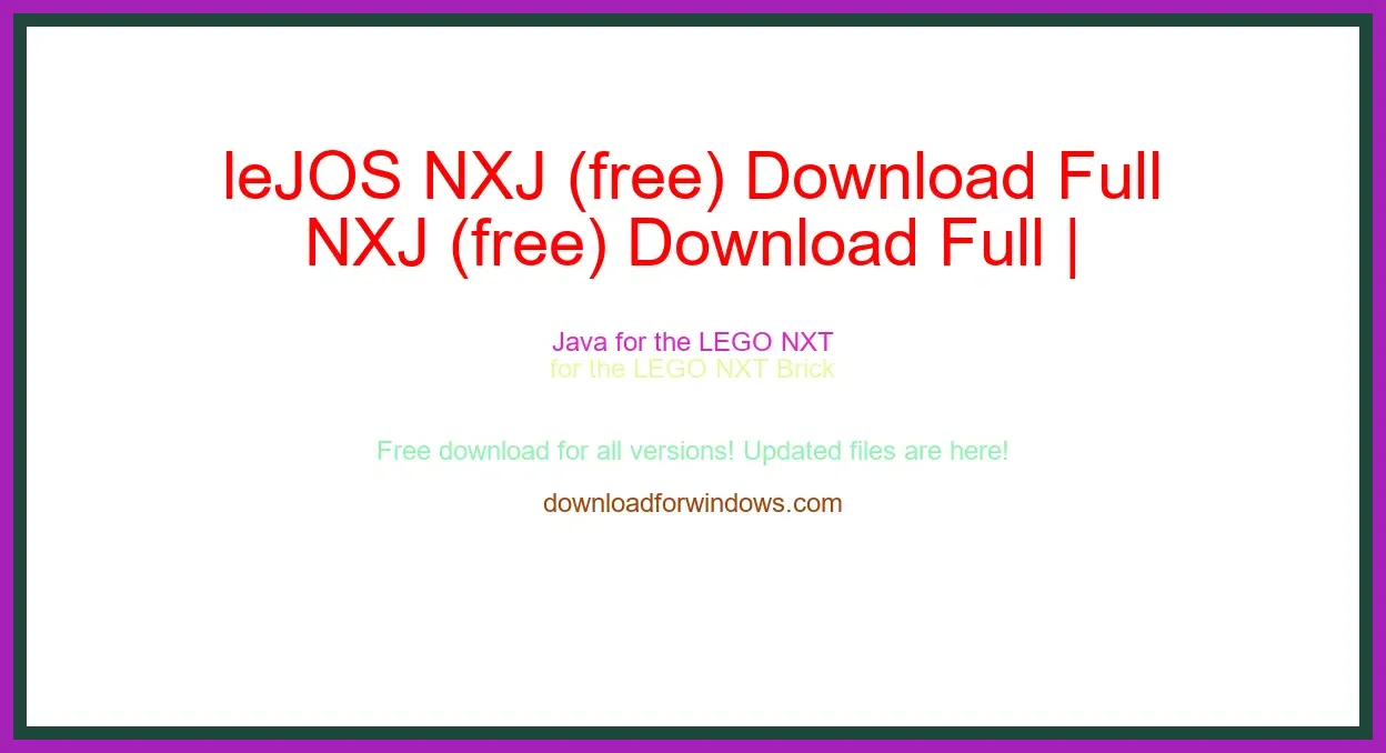 leJOS NXJ (free) Download Full | **UPDATE
