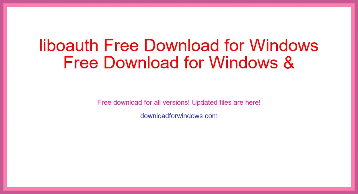 liboauth Free Download for Windows & Mac
