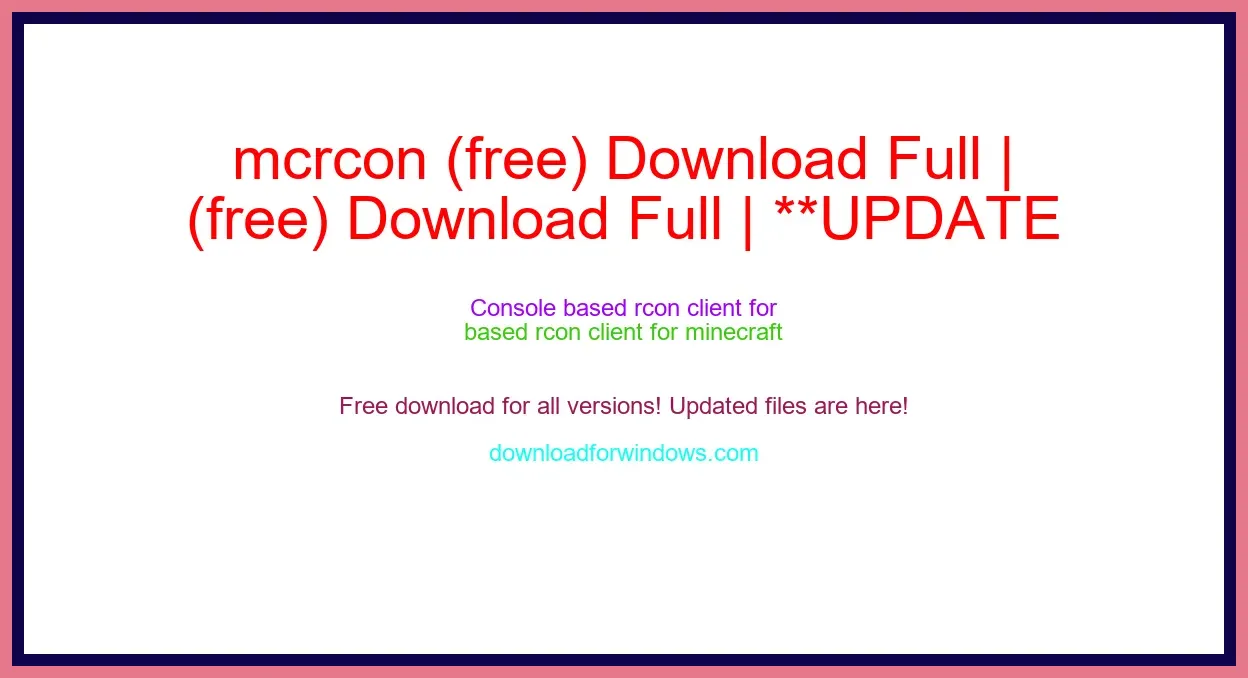 mcrcon (free) Download Full | **UPDATE