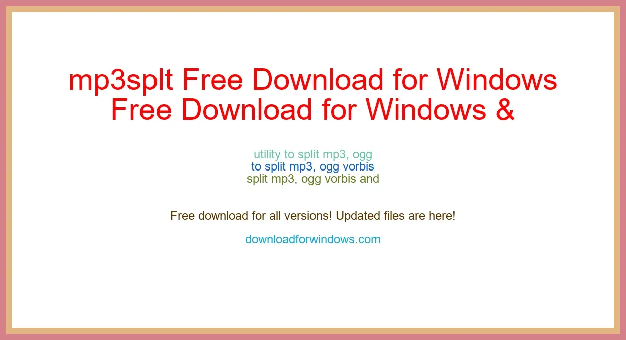 mp3splt Free Download for Windows & Mac