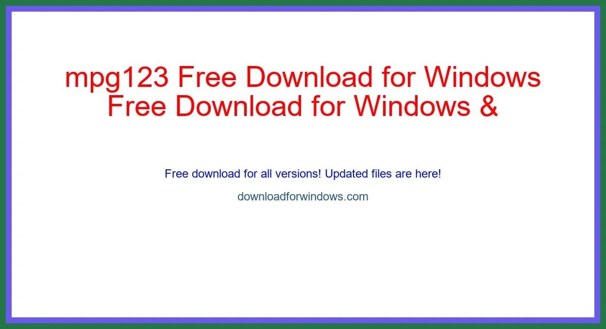 mpg123 Free Download for Windows & Mac