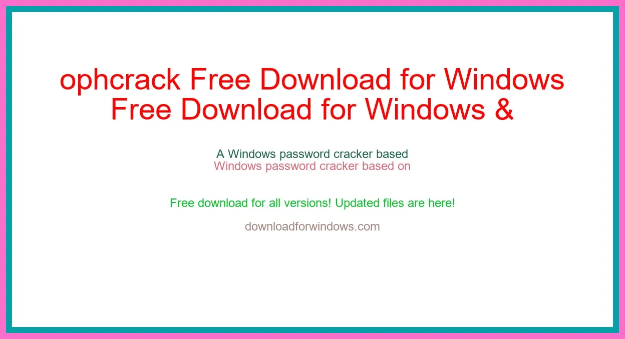 ophcrack Free Download for Windows & Mac
