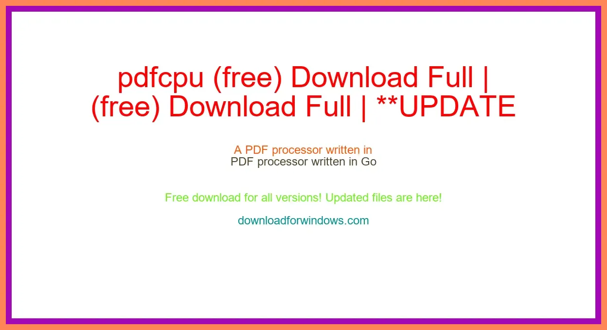 pdfcpu (free) Download Full | **UPDATE