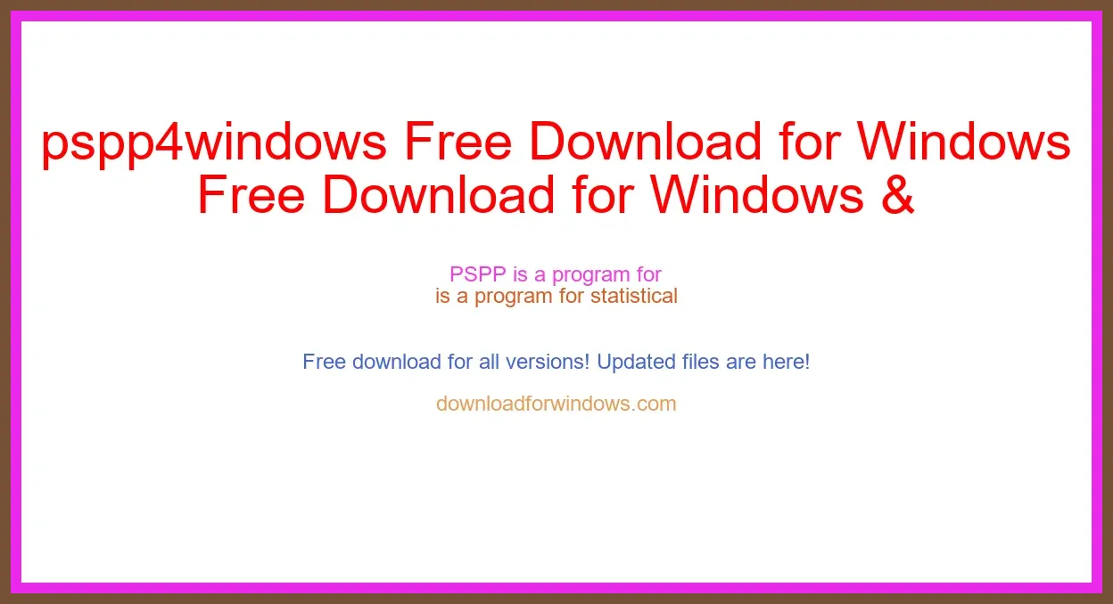 pspp4windows Free Download for Windows & Mac