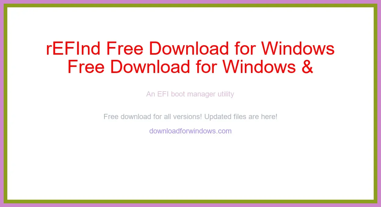 rEFInd Free Download for Windows & Mac