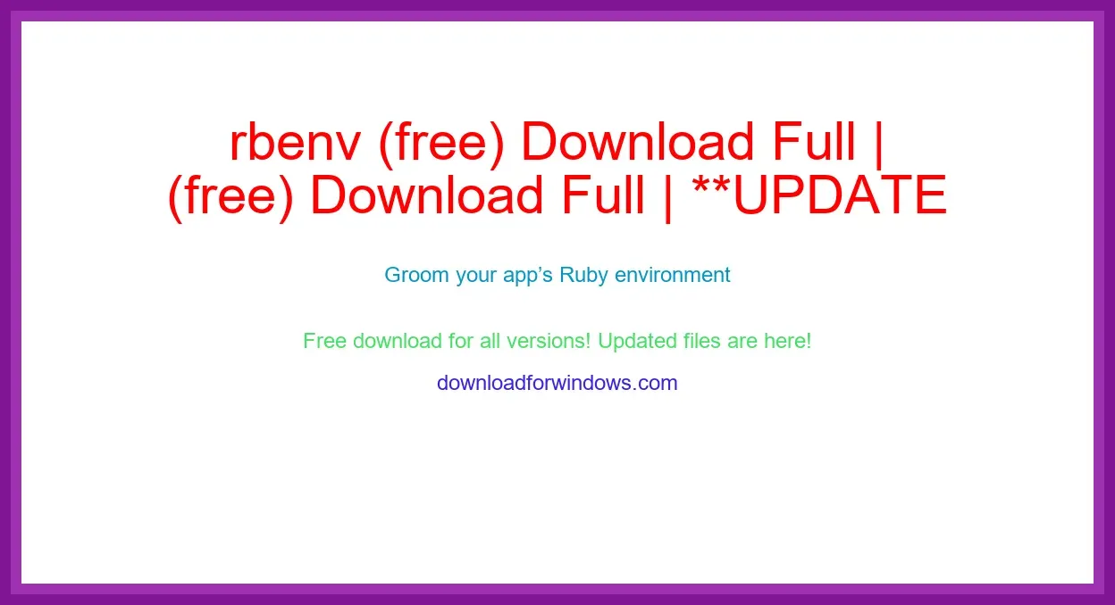 rbenv (free) Download Full | **UPDATE
