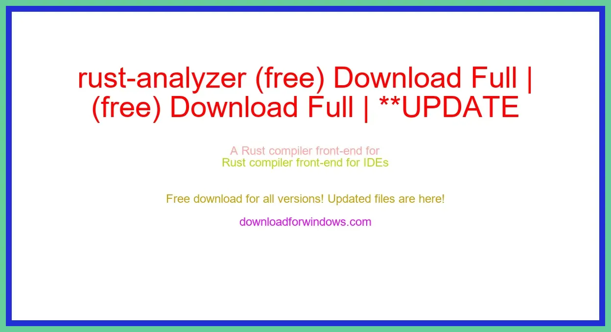 rust-analyzer (free) Download Full | **UPDATE